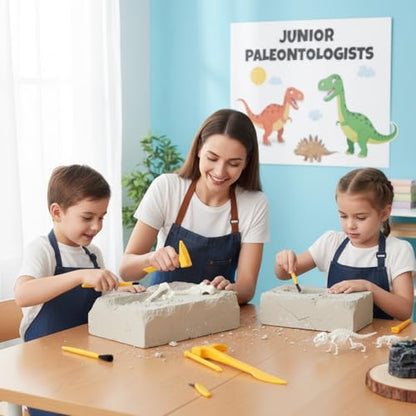 10 Set Excavation Tool Kit: Dino Fossils Dig Kit for Kids, Bulk Archaeology Dig Tools with Mini Hammer Chisel and Brush for Fossil Gem Digging, Science Toy