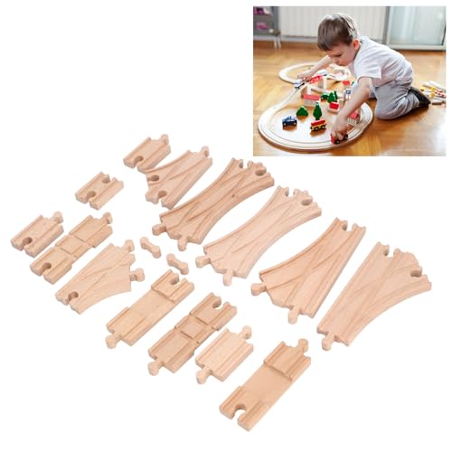 BROLEO Kids Wooden Track Expansion Pack Assembly Kit, Educational Toddler Wooden Train Track Building Toy for Skill Development