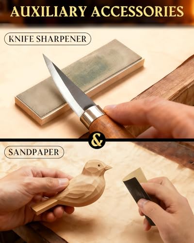 Wood Carving Kit Whittling Kit: Wood Carving Knife Tools with Leather Case - color: Brown(Lite Version)