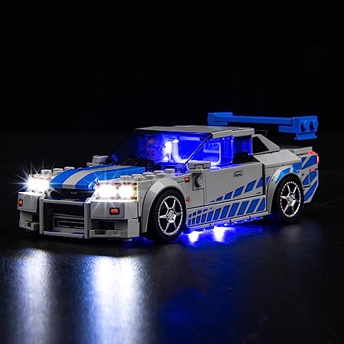 Upgraded Led Light Kit Compatible with LEGO Speed Champions 2 Fast 2 Furious Nissan Skyline GT-R (R34) Race Car Toy Model Building Kit, Lights Compatible with LEGO 76917(Model Not Included) - style: Light Kit Lego 76917