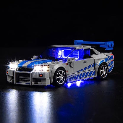 Upgraded Led Light Kit Compatible with LEGO Speed Champions 2 Fast 2 Furious Nissan Skyline GT-R (R34) Race Car Toy Model Building Kit, Lights Compatible with LEGO 76917(Model Not Included) - style: Light Kit Lego 76917