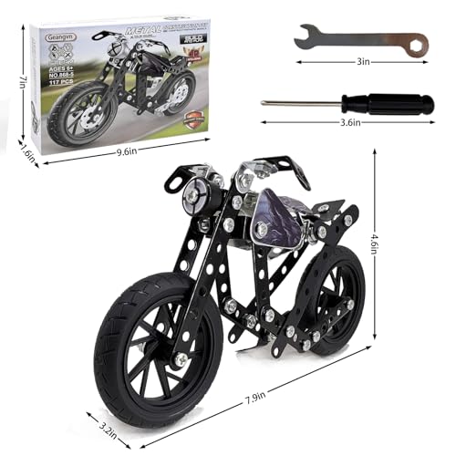 Metal Model Motorcycle Kits - 117 Pcs Erector Sets for Boys Age 8-12, Motobike Building Toys, STEM Kits for Kids Age 8-10, Assembly Car Project for 14 and Up, Gifts for 15 16 Year Old Boys and Adults - style: model motorcycle