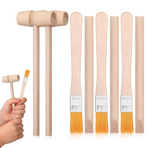 Kids Archaeological Excavation Tools Kit with Wooden Hammer Brush and Chisel - Educational Stem Toy for Rock Digging Pretend Play and Fossil Excavation