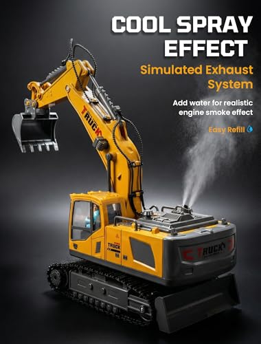 Spray Kids RC Excavator Toy 13-Channel with Sound & Light 60 mins Playtime - style: RC Excavator
