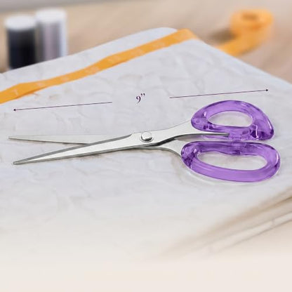 OfficeGoods 9” Stainless Steel Acrylic Scissors, Purple with Silver Metal - color: Purple With Silver Metal