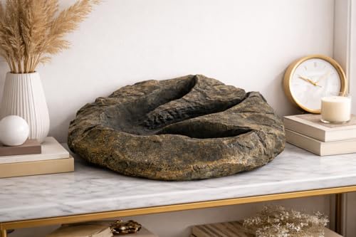 VEOJEIN Large Jurassic Dinosaur Footprint Fossil Replica – Realistic Resin Track Cast, Prehistoric Fossil Stone Décor Ancient Gift, Catch-All Tray for Keys Coins Jewelry – Shelf Decor 10.5" x 9.3"