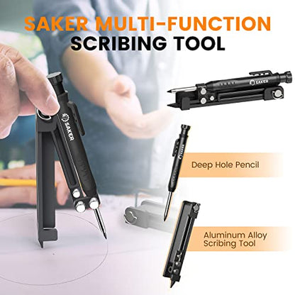 Saker Multi-function Scribing Tool,Aluminum Alloy Scribe Tool 5.5Inch