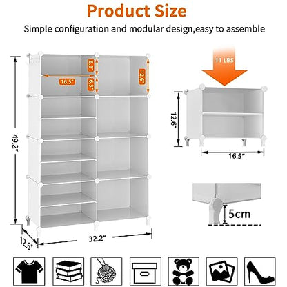 AWTATOS Closet Organizer 8 Cube Storage Shelves, White - color: White