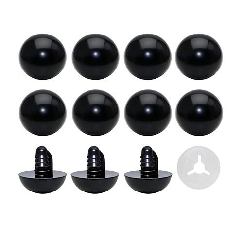 ARTCXC 30Pcs 24mm/0.95inchBlack Solid Plastic Safety Eyes Craft Eyes with Washers for Doll, Puppet, Plush Animal DIY Making - size: 24mm(0.95inch)