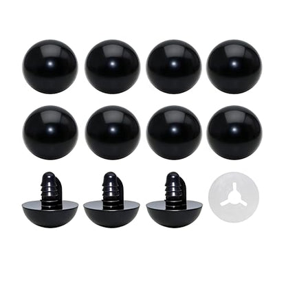 ARTCXC 30Pcs 24mm/0.95inchBlack Solid Plastic Safety Eyes Craft Eyes with Washers for Doll, Puppet, Plush Animal DIY Making - size: 24mm(0.95inch)