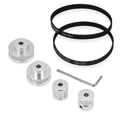 2PCS Set GT2 Synchronous Wheel 20&36 Teeth 5mm Bore Aluminum Timing Pulleys with 2PCS Length 200mm Width 6mm Belt (20-36T-5B-6) - style: 20-36T-5B-6