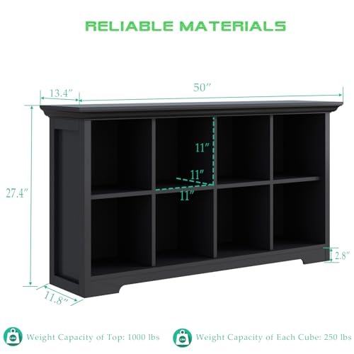 OSCHF 8-Cube Open Bookcase with Base, 2-Tier Low Cabinet, Black - color: Black, size: 8-Cube