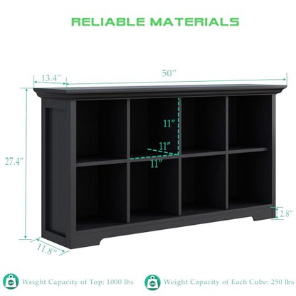 OSCHF 8-Cube Open Bookcase with Base, 2-Tier Low Cabinet, Black - color: Black, size: 8-Cube