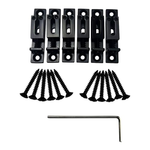 Pack of 6 10.5mm Single String Guitar Bridge Zinc Alloy Individual Fixed Hardtail Bridge for 6 String Electric Guitar Replacement Parts Black - color: Black