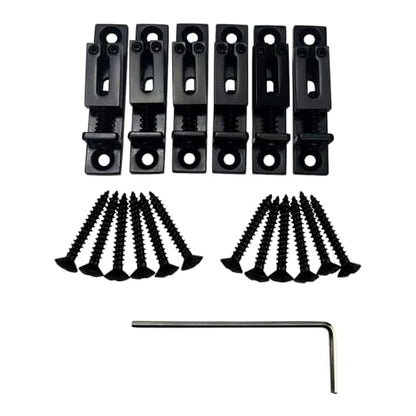 Pack of 6 10.5mm Single String Guitar Bridge Zinc Alloy Individual Fixed Hardtail Bridge for 6 String Electric Guitar Replacement Parts Black - color: Black