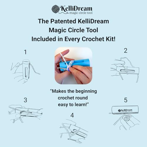 KelliDream Magic Circle Tool Inclusive Learn to Crochet Kit for Beginners; Step-by-Step Video Tutorials; All Supplies to Make Cute Amigurumi (Bear) - color: Bear