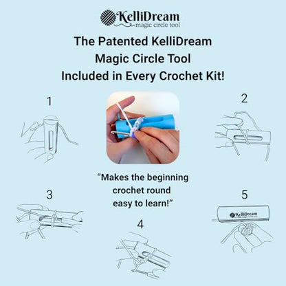 KelliDream Magic Circle Tool Inclusive Learn to Crochet Kit for Beginners; Step-by-Step Video Tutorials; All Supplies to Make Cute Amigurumi (Bear) - color: Bear