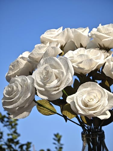 Crepe Paper Rose Flower DIY Making Kit (White) - color: White