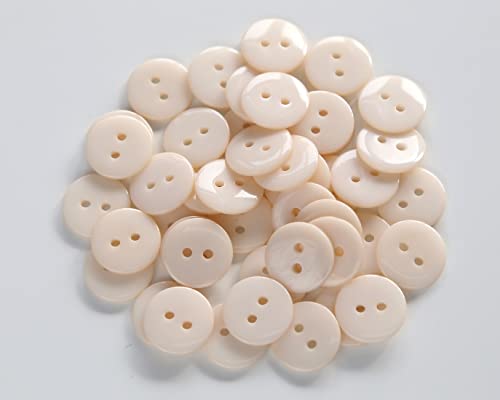 200pcs 5/8 Inch(15mm) Beige Buttons 2 Holes Resin Button for Sewing and DIY Crafts - color: Beige
