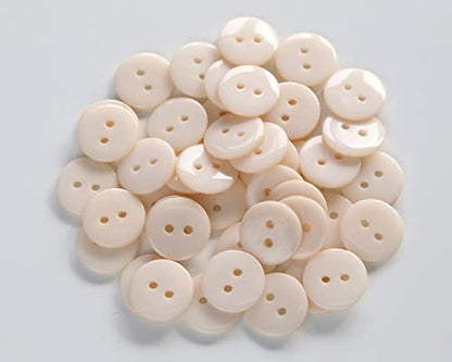 200pcs 5/8 Inch(15mm) Beige Buttons 2 Holes Resin Button for Sewing and DIY Crafts - color: Beige