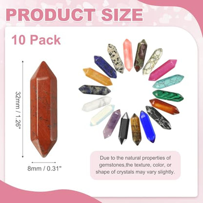 MECCANIXITY 10 Pack Red Jasper Crystals Quartz Crystals, Polished Crystals Bulk Hexagonal Shaped Meditation Gemstone for Jewelry Making Energy Balance Accessories Gifts - color: Red Jasper