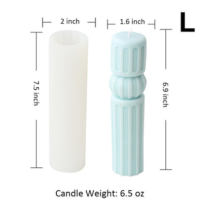 Geometric Striped Hourglass Pillar Silicone Soap Resin Candle Mold Decor L - size: Thicker Stripe L