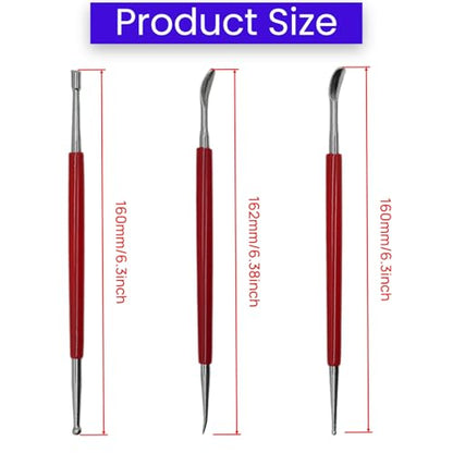 HLGHLG 3 PCS Leather Stamping Tools Set, Professional Steel Leather Carving & Embossing Tools with Comfortable Rubber Handle for DIY Craft, Modeling Clay