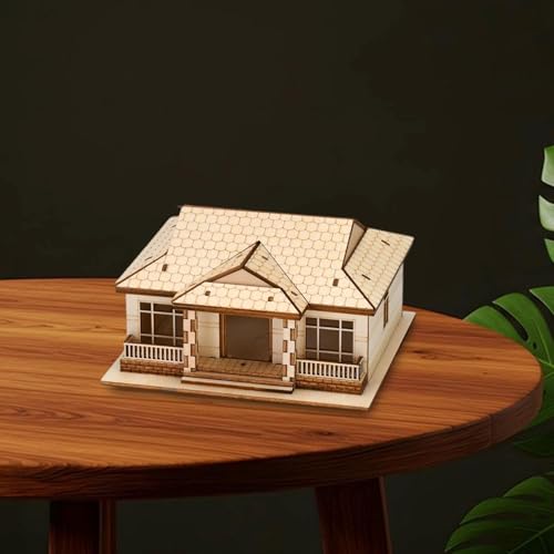 Building Models Wooden Model Kit Puzzle DIY Assembly Creative Miniature Villa Ornament Solid Wood Brain Training Suitable for Birthday Gift, 1 Tier - size: 1 Tier