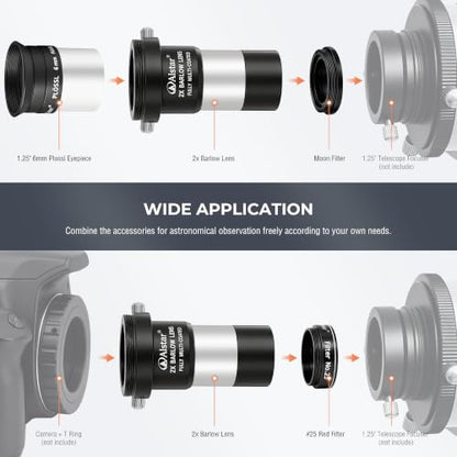 Alstar Telescope Accessory Kit 8-Piece, 1.25" Eyepiece Set & Filter Set