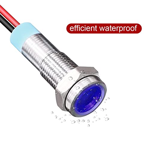 Gebildet 10pcs 6mm Waterproof Wired LED Indicator Light AC/DC 12-24V (Blue) - color: Blue AC/DC 12-24V