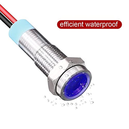 Gebildet 10pcs 6mm Waterproof Wired LED Indicator Light AC/DC 12-24V (Blue) - color: Blue AC/DC 12-24V