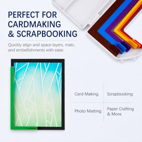 7Pcs Paper Crafting Alignment Guides with Storage Case, Precision Layering & Matting Spacers, 1/16 to 1/2 Inch Layering Matting Spacing Positioning Tools for Card Making Scrapbooking & DIY Paper Craft - color: 7 Colors Alignment Guides