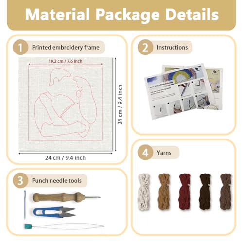 Doodlream Embracing Lovers DIY Punch Needle Embroidery Kit for Adult Beginner, 9.4" Valentine's Day Punch Stitching Craft Set for Starter with Frame,Fabric Pattern,Threader, Yarn, Pinch Needle - color: Embracing Lovers
