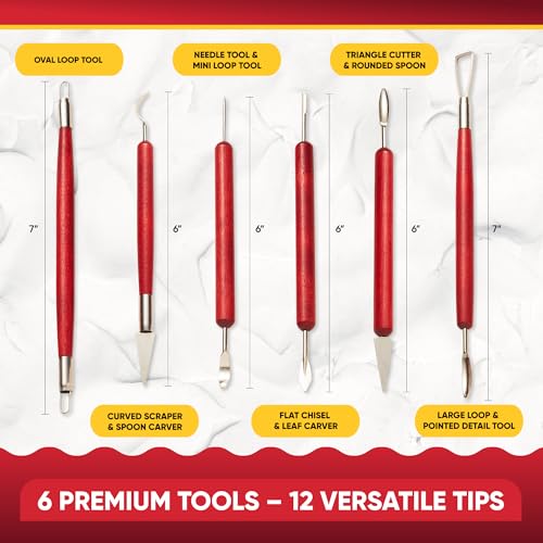 6 Pcs Clay Sculpting Tools for Air Dry & Polymer Clay, 6pc Pottery Tools - size: Pack of 6