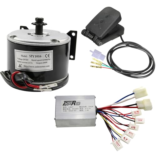 24V 250W Brush Motor Kit with Speed Controller, Throttle Pedal for DIY Electric Bicycle, Scooter, Go Kart, ATV, E-Bike, Drift Trike, Mini Bike, and More