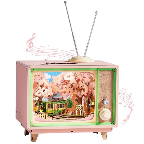 Rolife 3D Puzzle for Adults-Sakura Dreamy Tour, 3D Wooden Puzzles TV Music Box for Mom, DIY Creative Craft Kits Model Kits for Adults, Unique Gift and Home Decor (Sakura Dreamy Tour)