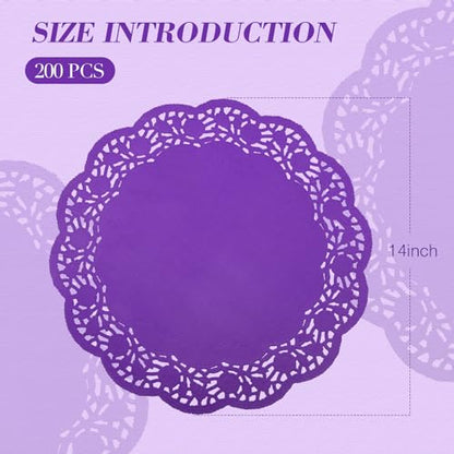 Yexiya 200 Pcs Lace Paper Doilies 14 Inch Round Foil Placemats, Purple - color: Purple