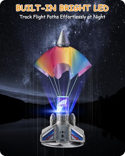 SainSmart Jr. Rocket Launcher for Kids - Upgraded Version, 200 ft Self Launching Motorized Rocket Toy with LED and Safety Parachute, Outdoor Toys for Ages 8-12, Birthday Gift for Kids Boys & Girls - style: Space Outer