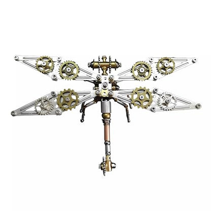 Steampunk Dragonfly 3D Metal Puzzle : 140+ Pcs 2-3 Hrs Screw Build Desktop Display Ornament DIY Assembly Gift for Father Men Teens Christmas & Birthday Gift(Dragonfly B) - style: Dragonfly B