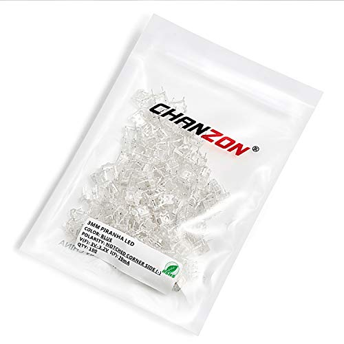 CHANZON 100 pcs 3mm Piranha Superflux Blue LED Diode Lights (DC 3V 20mA) - color: D) Blue (100pcs)