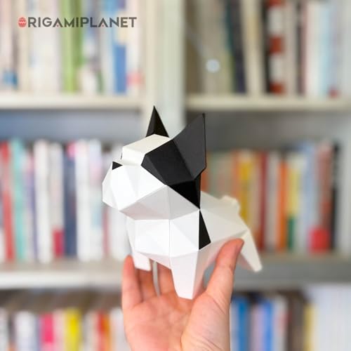 Bulldog 3D Origami Paper Craft Kit, Easy DIY Pre-Cut Puppies Paper Sculpture Model for Adults, Cute Animal Handmade Home Decor Papercraft Gift Set for Beginners