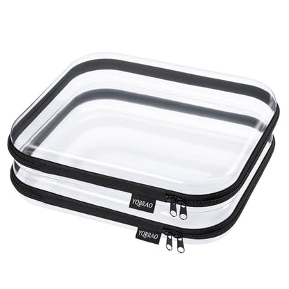 YQBRAO 2-Piece Large Clear Hard Shell Zipper Case Set, Black - color: Black, size: LL