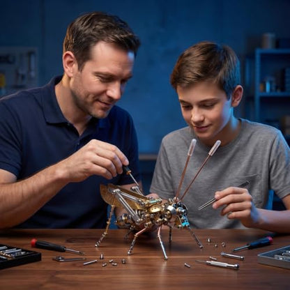 Steampunk Cricket 3D Metal Puzzle Model – 160+ Pcs Mechanical Screw Assembly Kit Level 3/5 3 Hrs Build No Glue Desk Ornament Birthday for Father Husband(Cricket) - style: Cricket