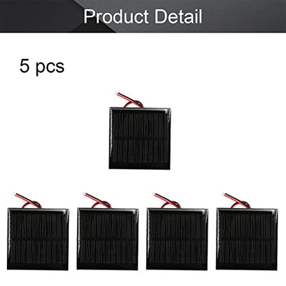 Fielect 5.5V 0.6W Polycrystalline Mini Solar Panel Module DIY for Light Toys Charger 65x65mm 5Pcs - size: 5.5V 0.6W