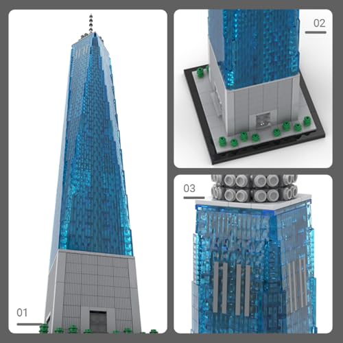 1 World Trade Center Building Blocks Set for Adults, 3153PCS MOC-159549 1/800 World Famous Landmark Street Scene Building Bricks Set, DIY New York Architecture Model Gift - style: 1 World Trade Center