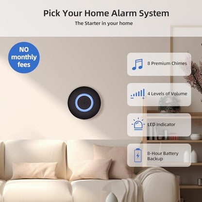 Wireless Home Alarm System 9-Piece Kit, WiFi Alarm System for Home Security with Phone APP Alert (Black Alarm Siren, Remote, Motion, and Door Sensors) for Home, Apartment, Work with Alexa