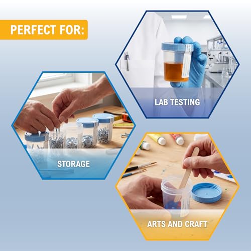 MED PRIDE Sterile Disposable Specimen Cups with Leakproof Lids,10-Pack