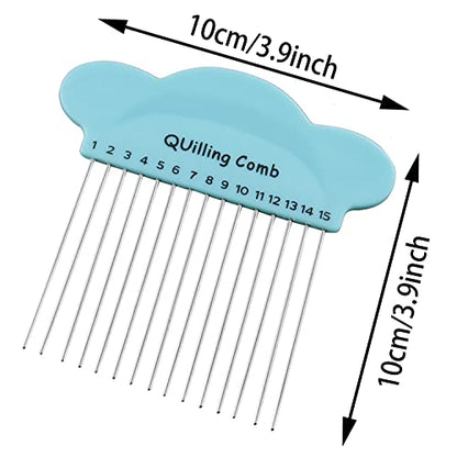 ZZLZX 2PCS Paper Quilling Comb Tool DIY Paper Craft Tool Paper Comb Weaver Origami Carding Art Tools Creat Loops Accessory Supply Origami Carding Art Craft Tool (Blue and Pink)