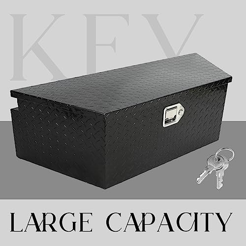 BLACKHORSE-RACING 39" Aluminum Diamond Plate Trailer Tongue Box, Black - color: Black, size: 39"(L) x 16.5"(W) x 12"(H)-Diamond Plate