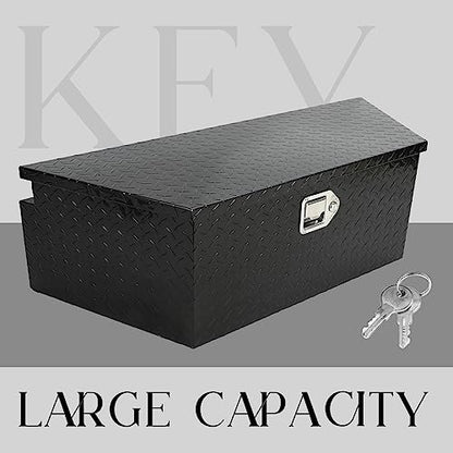 BLACKHORSE-RACING 39" Aluminum Diamond Plate Trailer Tongue Box, Black - color: Black, size: 39"(L) x 16.5"(W) x 12"(H)-Diamond Plate